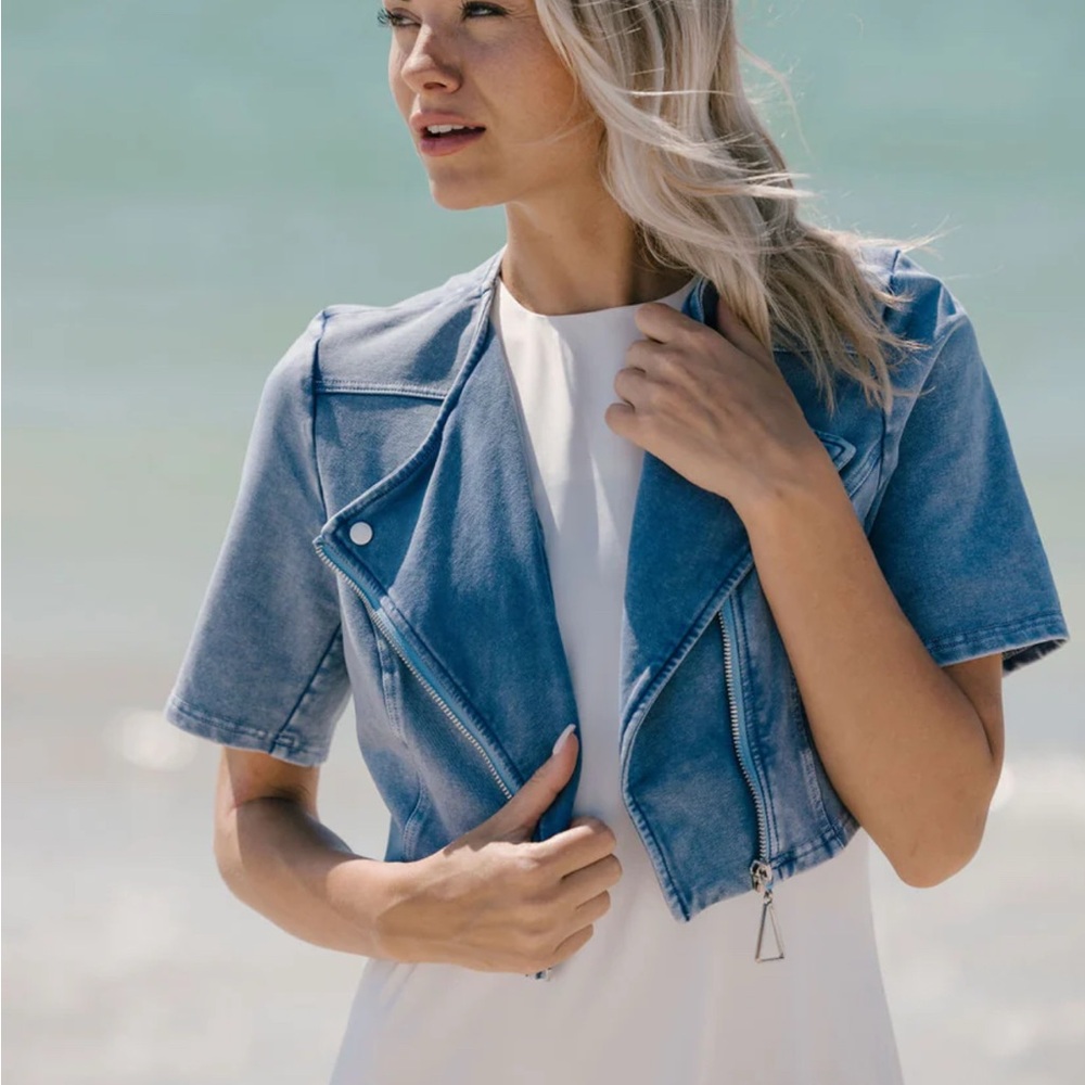 Aleeza Paris Naomi Blue Cropped Jacket - XS - $108